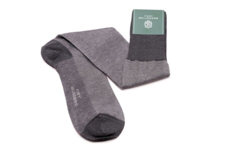 Charcoal Grey Melange Two Tone Solid Oxford Socks Fil d'Ecosse Cotton