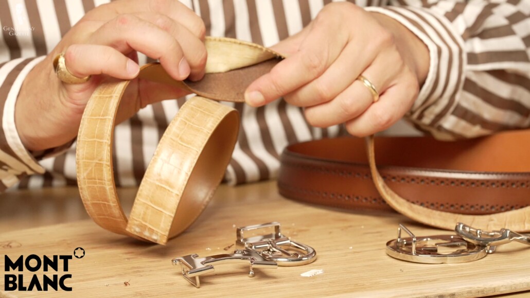 Even before cutting the belt apart, the Montblanc leather belt was already separating in the between the layers.