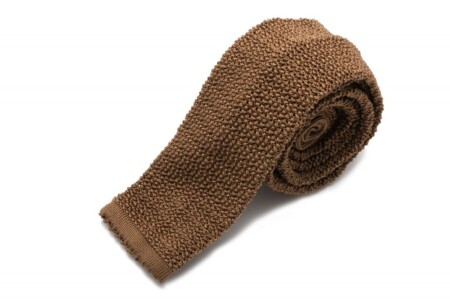 Knit Tie in Solid Tobacco Brown Silk