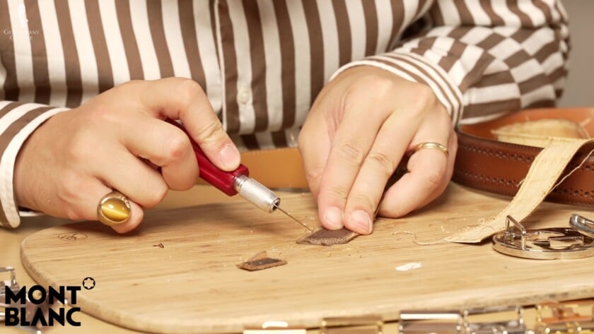 The Montblanc Leather Belts Are Aniline Dyed. The Montblanc leather belts are aniline-dyed.