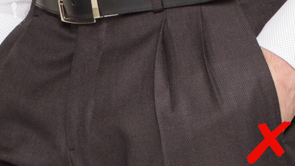 The lack of fabric with pleated pants will result to shallow pleats and won't contribute to a refined appearance.