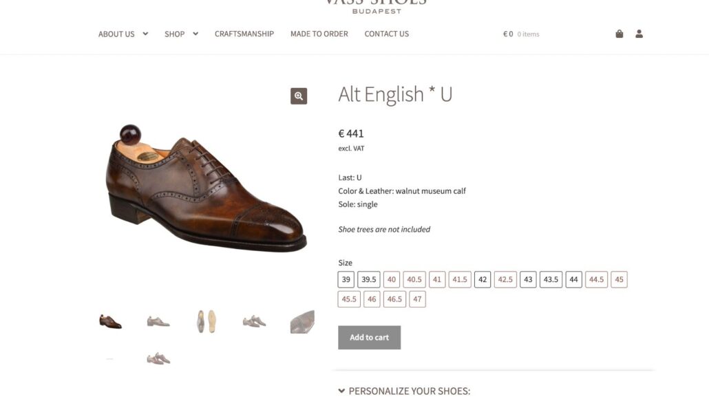Vass shoe semi-brogue Alt English model n U last