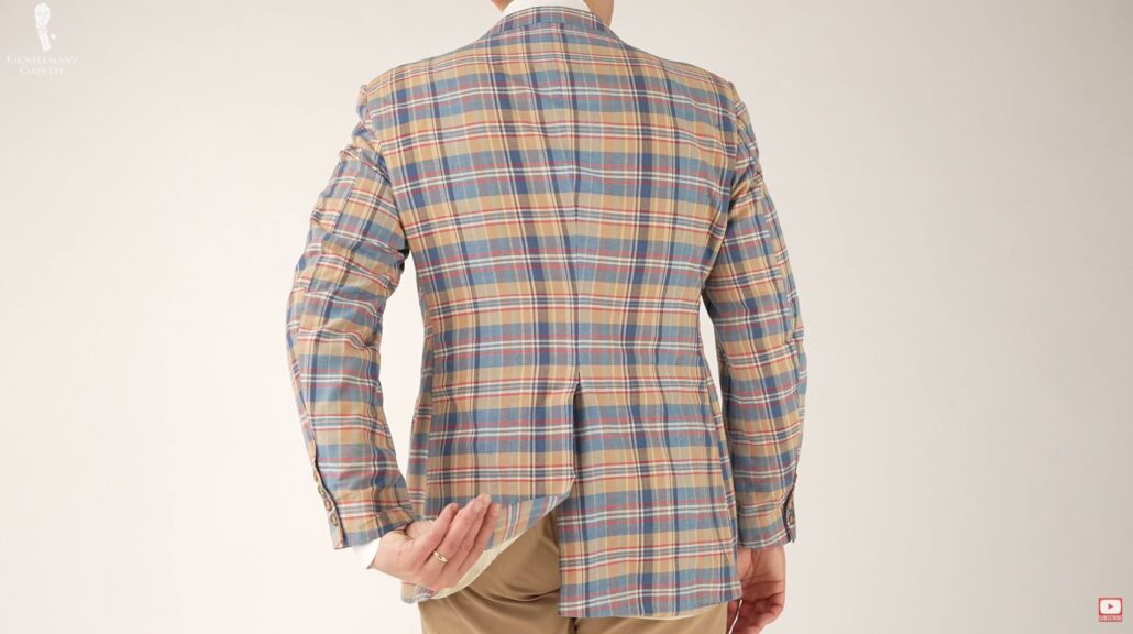 The center vent of the madras jacket
