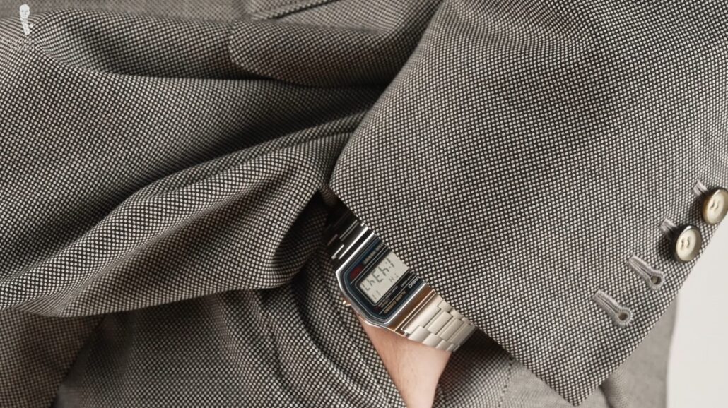 There is a formality clash when digital watches are worn with classic menswear.