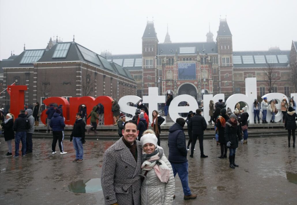 Raphael and Teresa on a trip in Amsterdam, Netherlands