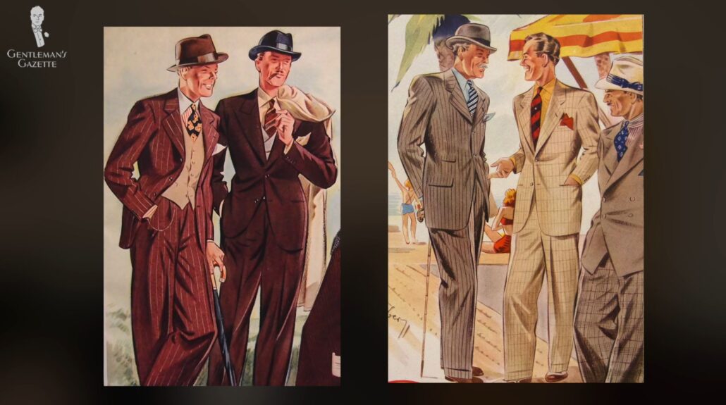 Gentlemen in the 1930s donning suits