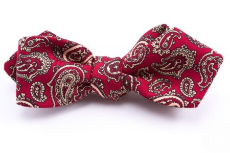 Ancient Madder Silk Paisley Bow Tie in Red and Buff