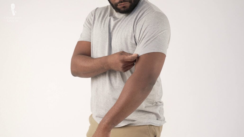 Kyle wearing a t-shirt.