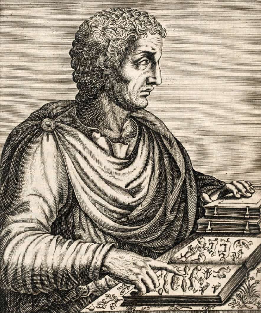 A print of Pliny the Elder in Roman garb