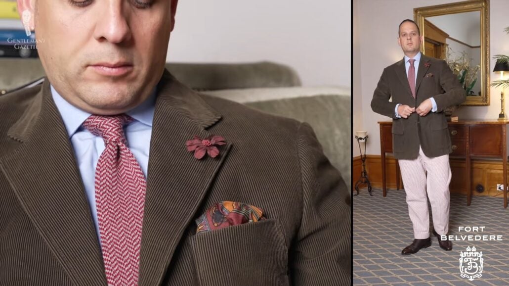 Raphael Wearing An Olive Green Corduroy Sports Coat With Patch Pockets Raphael wearing an olive green corduroy sports coat with patch pockets.