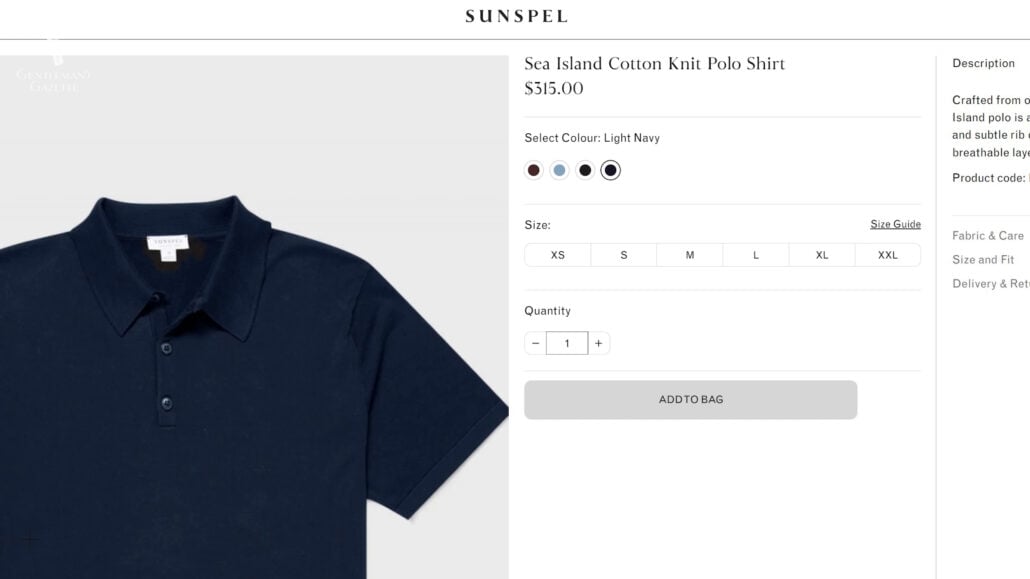 Sea island cotton polos product listing