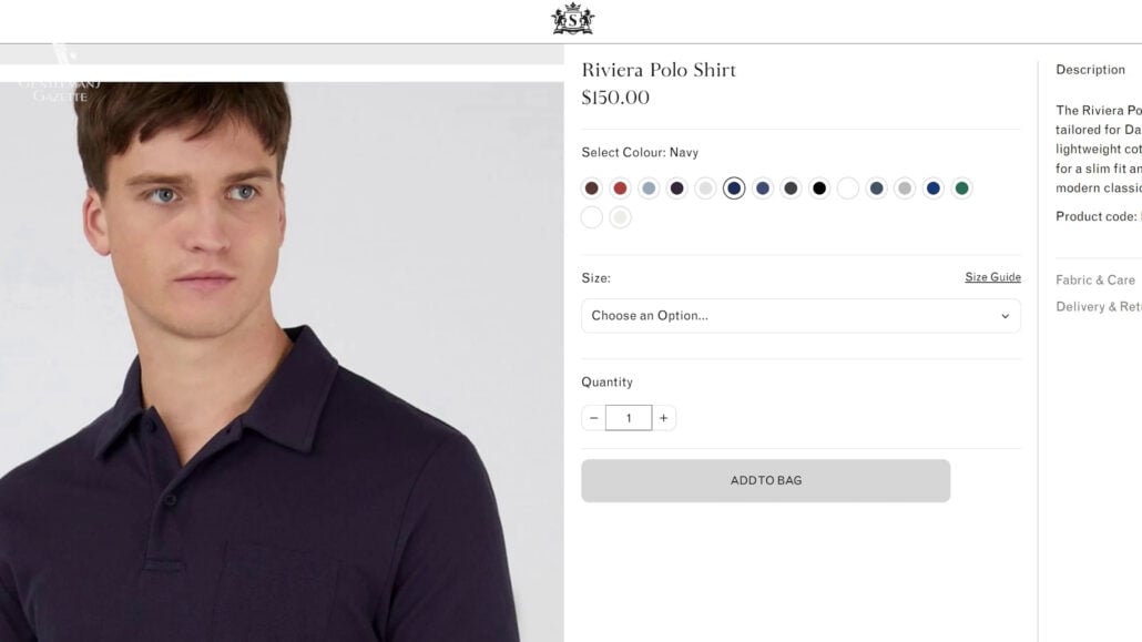 The Riviera product listing