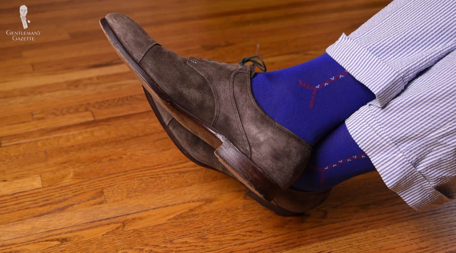 Blue Socks with Red and White Clocks from Fort Belvedere