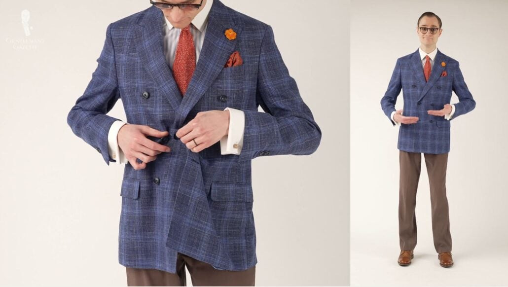 Preston in a bold and colorful classic menswear ensemble