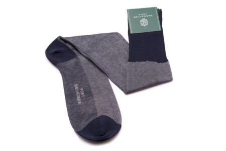 Navy Blue & White Two-Tone Solid Formal Evening Socks for Black Tie & White Tie