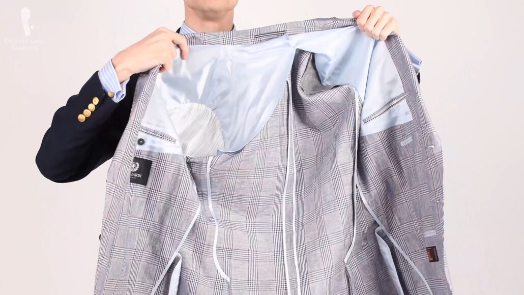Preston shows the absence of an internal lining in a summer sport coat