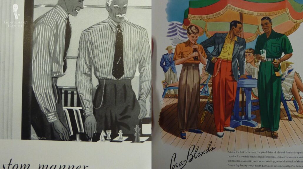 Vintage gentlemen in high-rise trousers