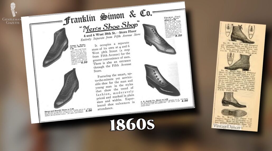 An 1860s ad for button boots.