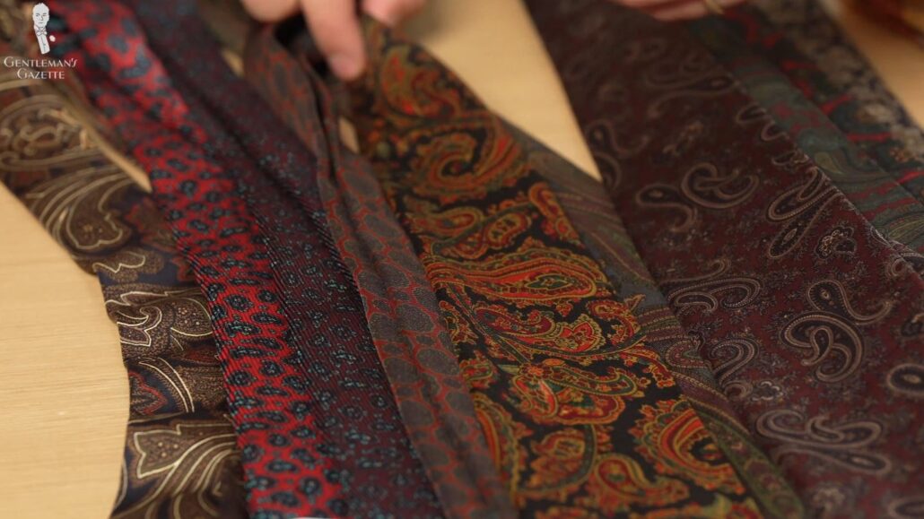 Some of Raphael's paisley ties for winter