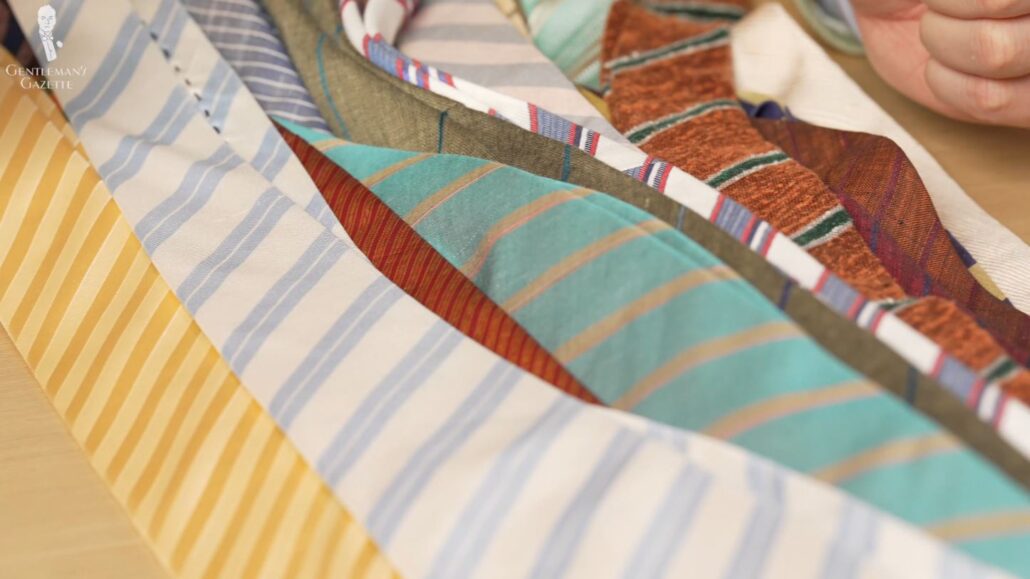 A selection of Raphael's summer striped ties