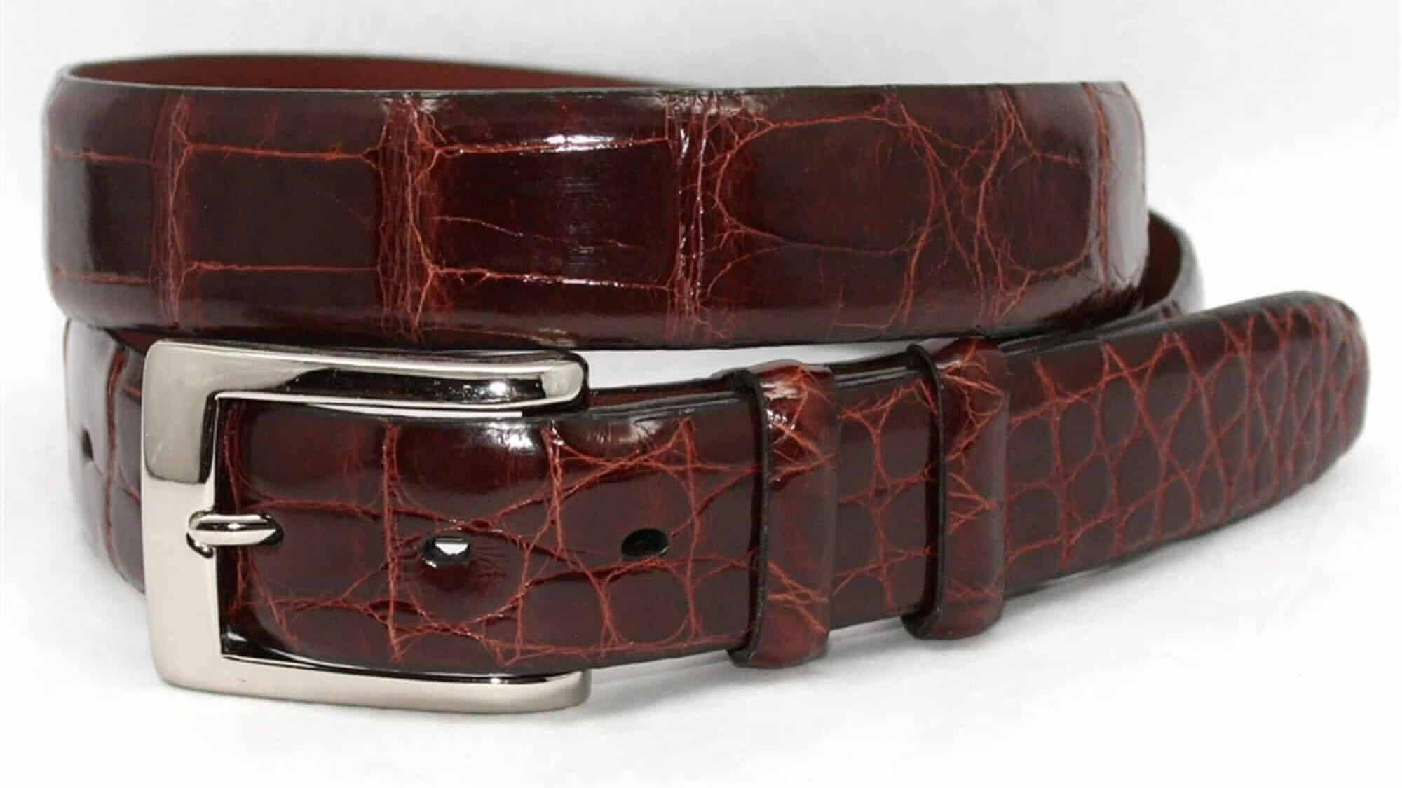 An American alligator dress belt