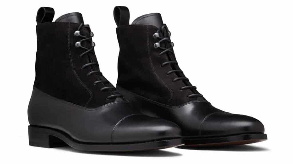Balmoral Boot in black with suede inserts by Scarosso