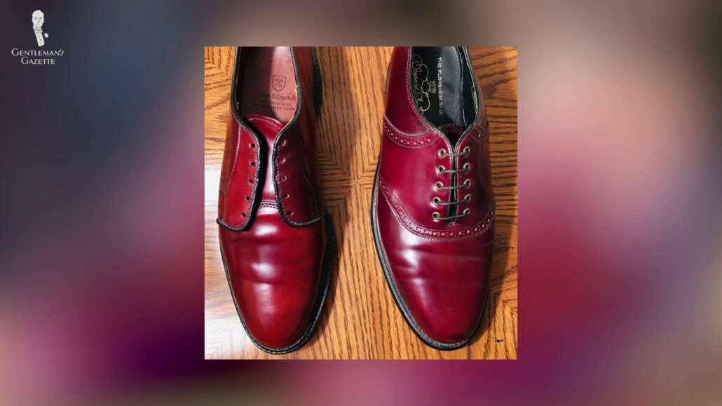 Because of its red undertones, cordovan will eventually develop lustrous highlights that are almost reminiscent of cherries.