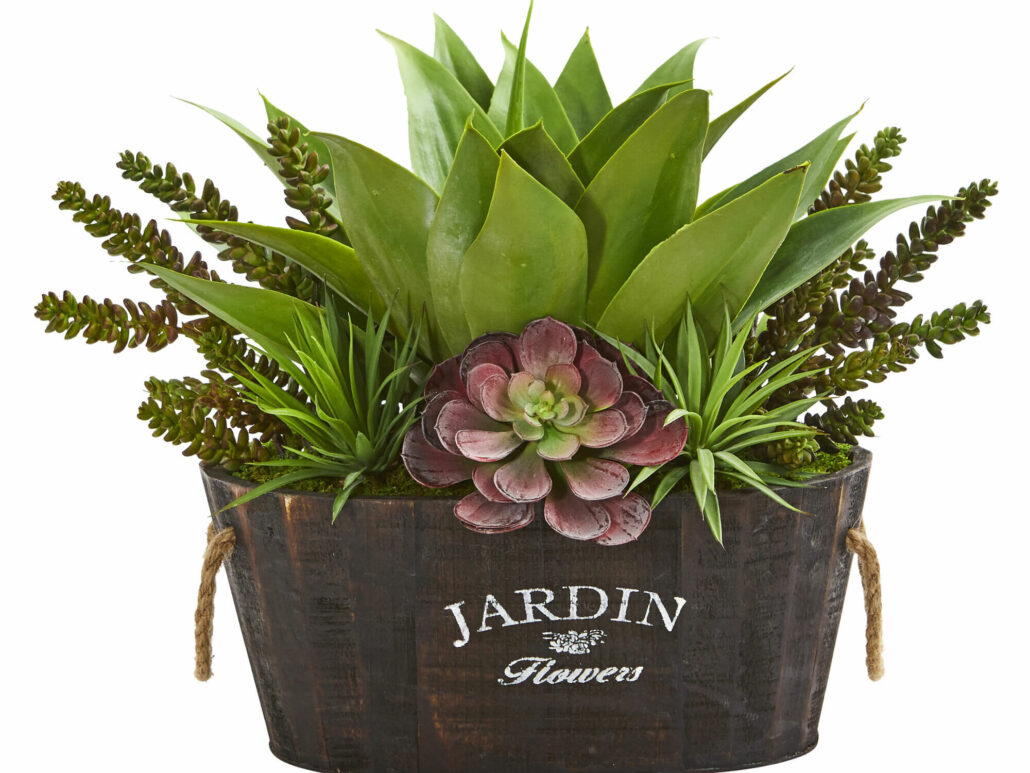 Faux succulent planter by Nearly Natural