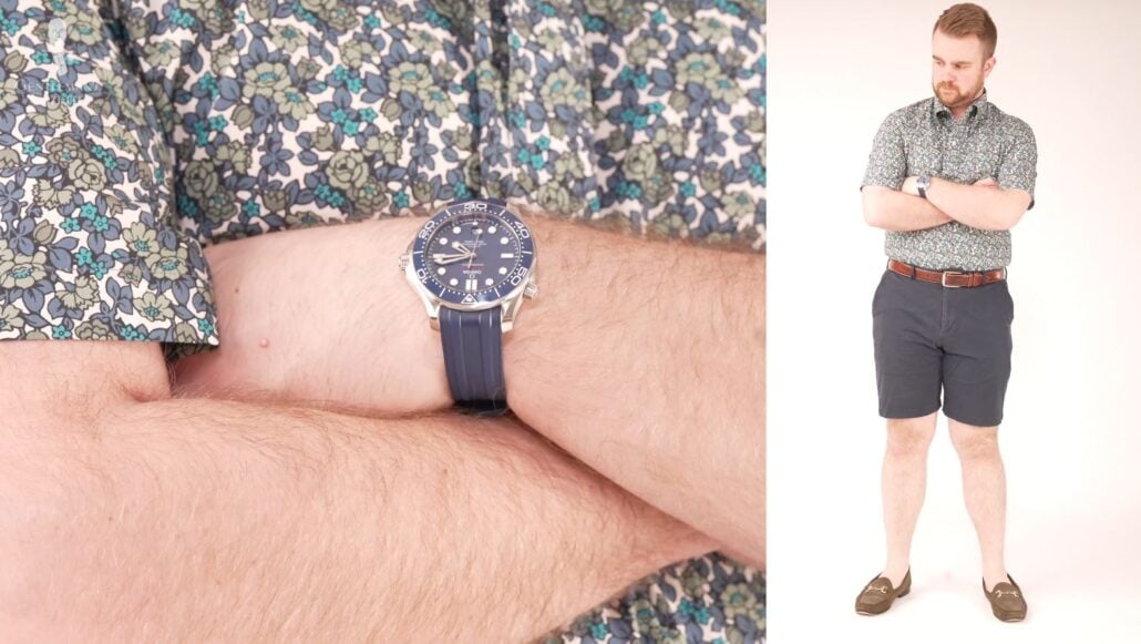 Nathan Casual The same Omega Seamaster watch on Nathan matched with his casual summer-appropriate outfit
