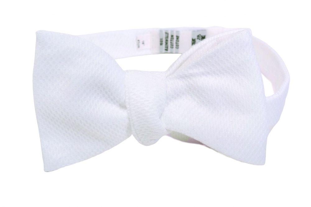 White Tie in Marcella Pique Bow Tie Self Tie Butterfly - Fort Belvedere