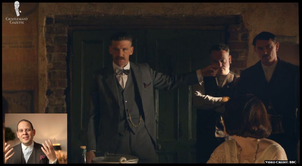 Arthur Shelby dons bow ties frequently, most likely symbolic of his character's childishness. [Image Credit: BBC]