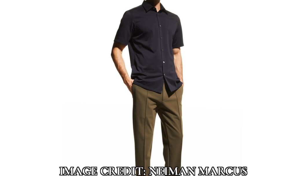 A  black cotton sport shirt is best for a casual look [Image Credit: Neiman Marcus]