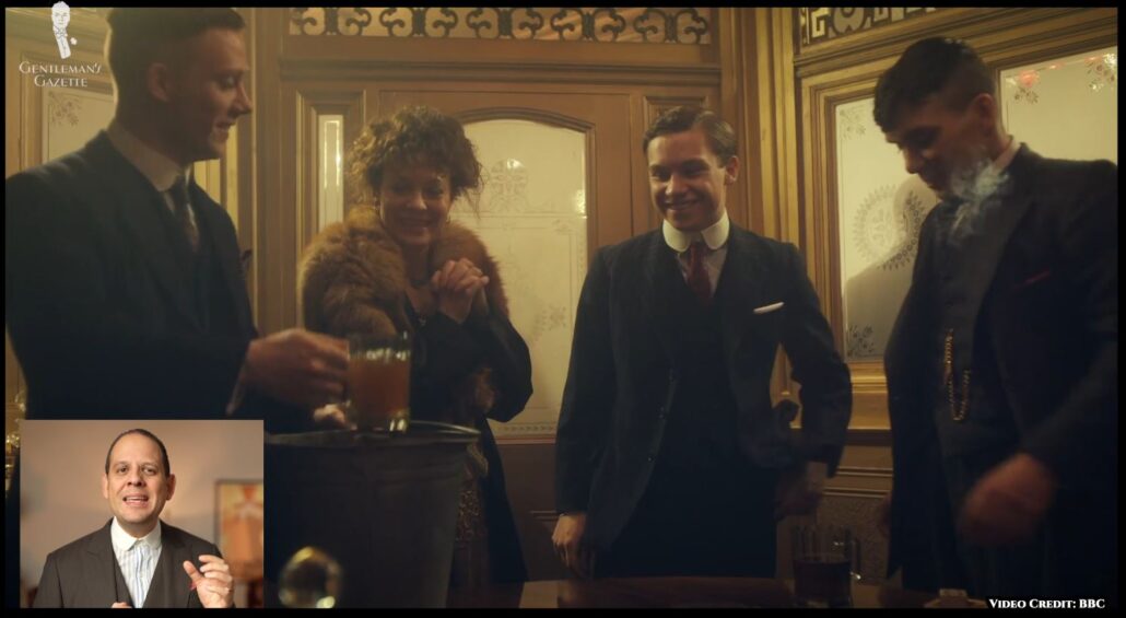 Three-piece suits featuring single-breasted waistcoats are typically worn by the Peaky Blinders in the show [Image Credit: BBC]