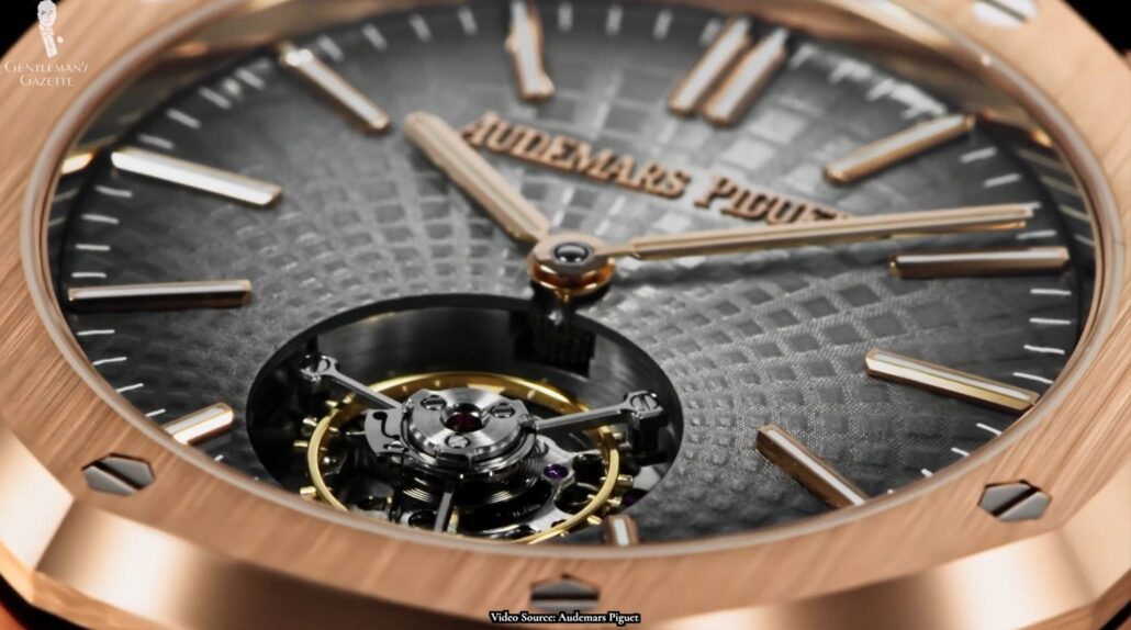A close-up of the tourbillon in an Audemars Piguet watch [Image Credit: Audemars Piguet]