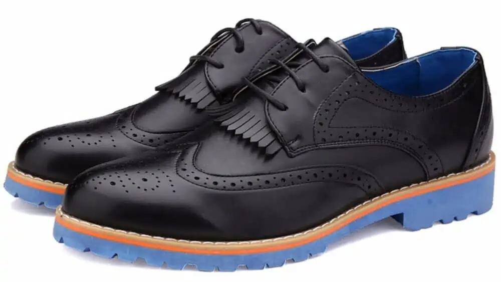 Black "dress shoes" with blue soles
