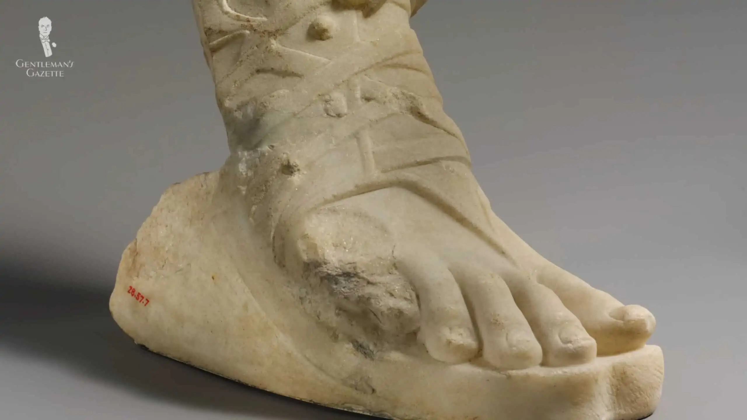 Design of Roman military sandals, seen on a sculpture.
