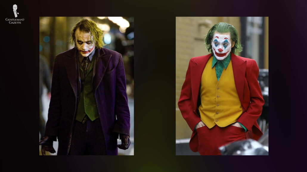 Heath Ledger and Joaquin Phoenix as Joker.