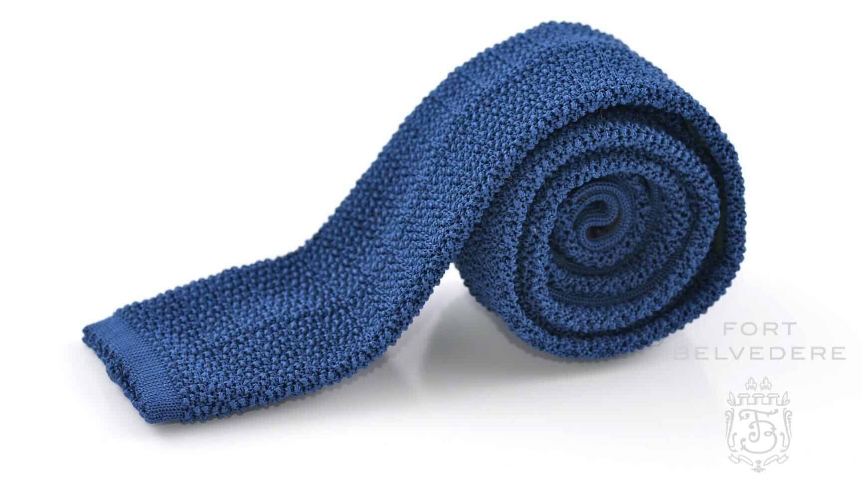 Knit Tie in Solid Prussian Blue Silk - Fort Belvedere