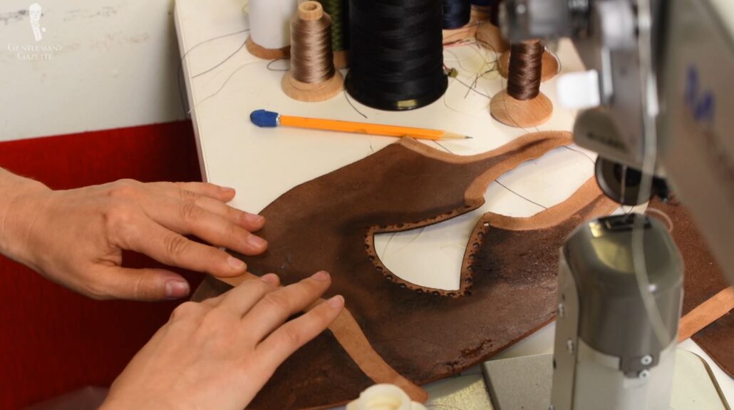 Leather is the typical material for bespoke shoes