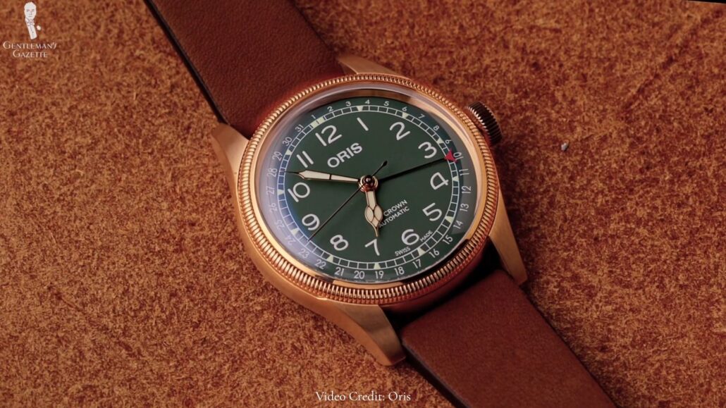 A pointer date on an Oris watch [Image Credit: Oris]