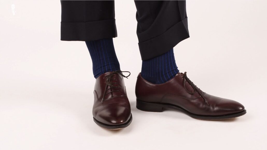 Shadow Stripe Ribbed Socks Dark Navy Blue and Royal Blue from Fort Belvedere
