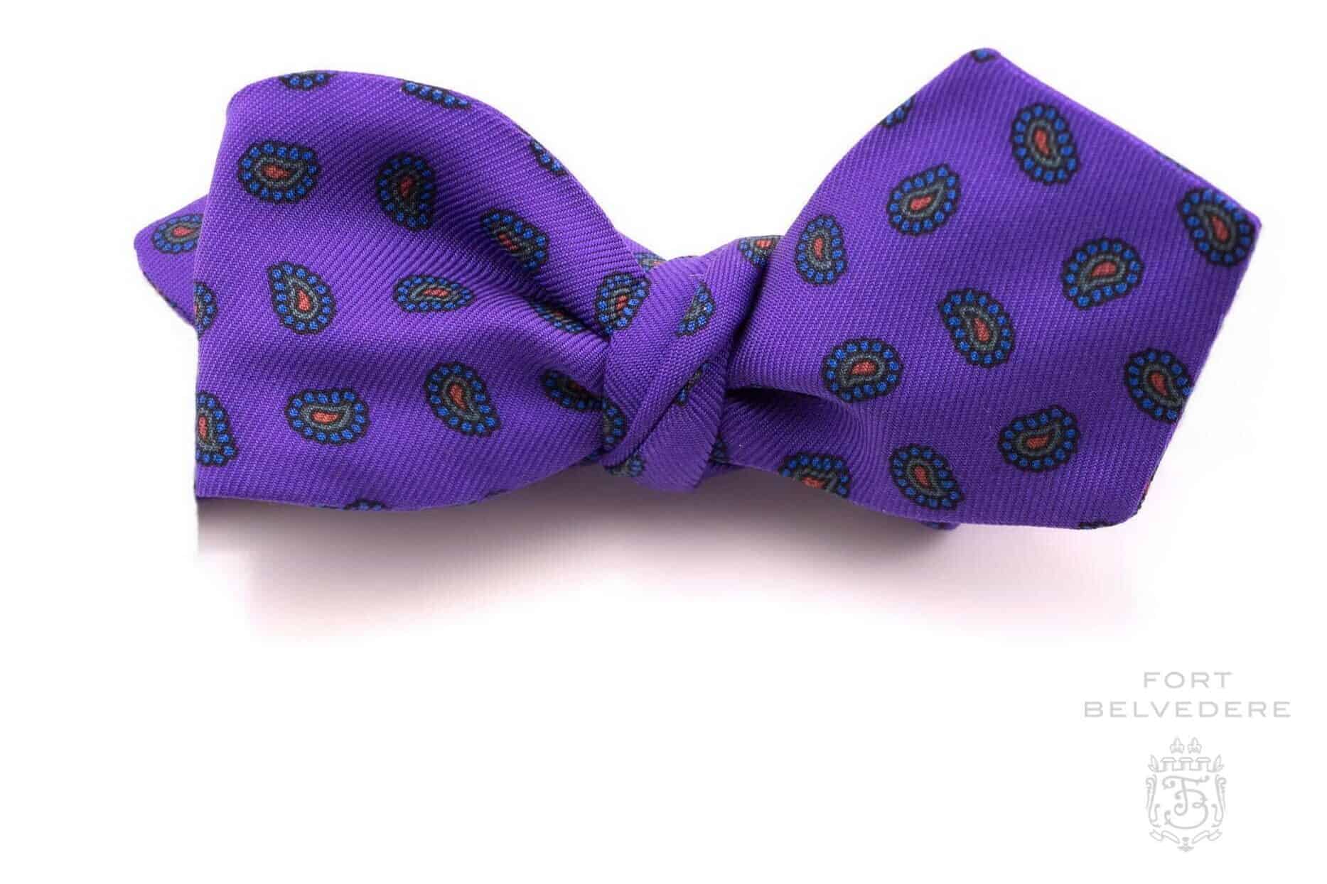 Ancient Madder Silk Bow Tie in Purple Paisley - Fort Belvedere