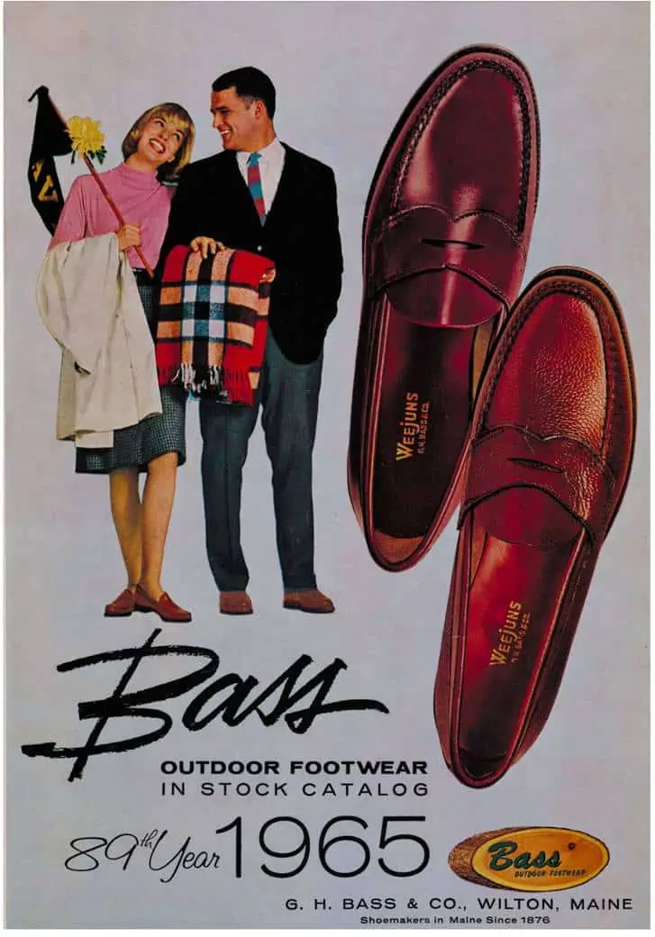 Bass Weejun advertisement featuring penny loafers