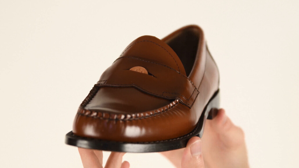 Bass Weejun loafers with a penny in the saddle