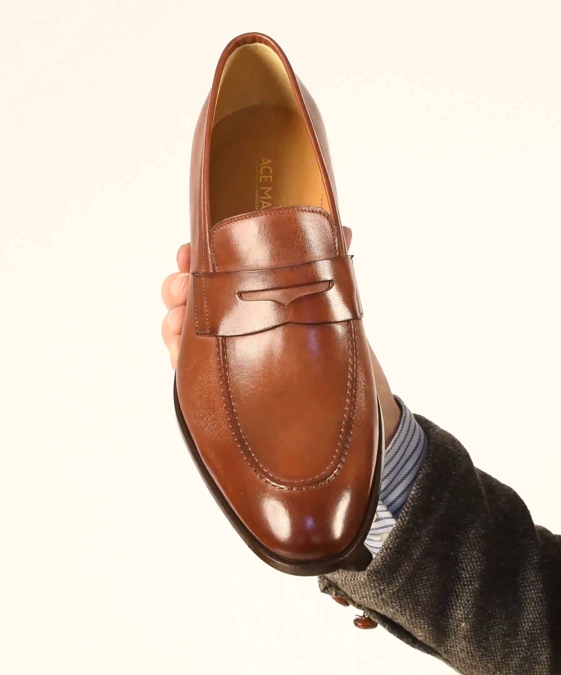 Brown calfskin penny loafers