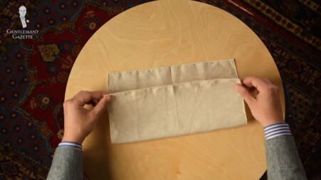 A pocket square folded in half horizontally