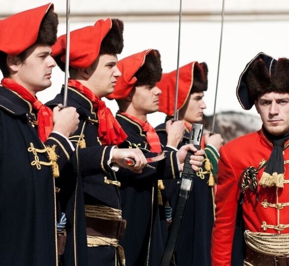 Croatian soldiers in traditional historical uniforms