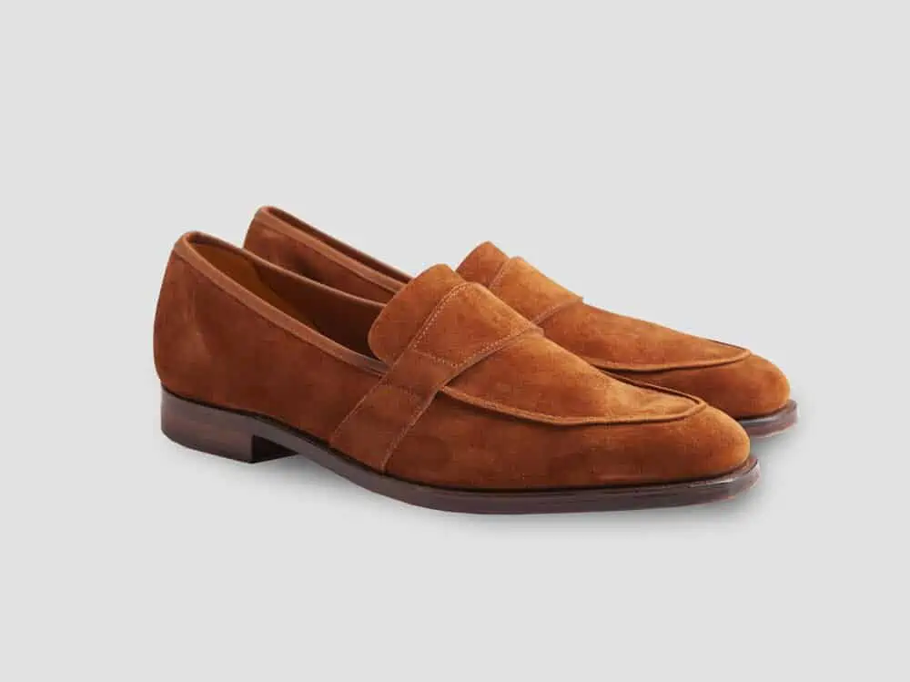 George Cleverley Owen saddle loafers in tobacco suede