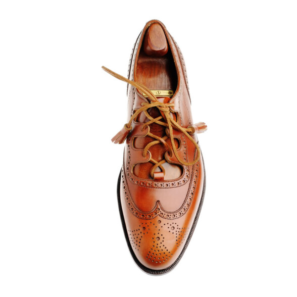 John Lobb brown brogued Ghillie shoes with tassel laces