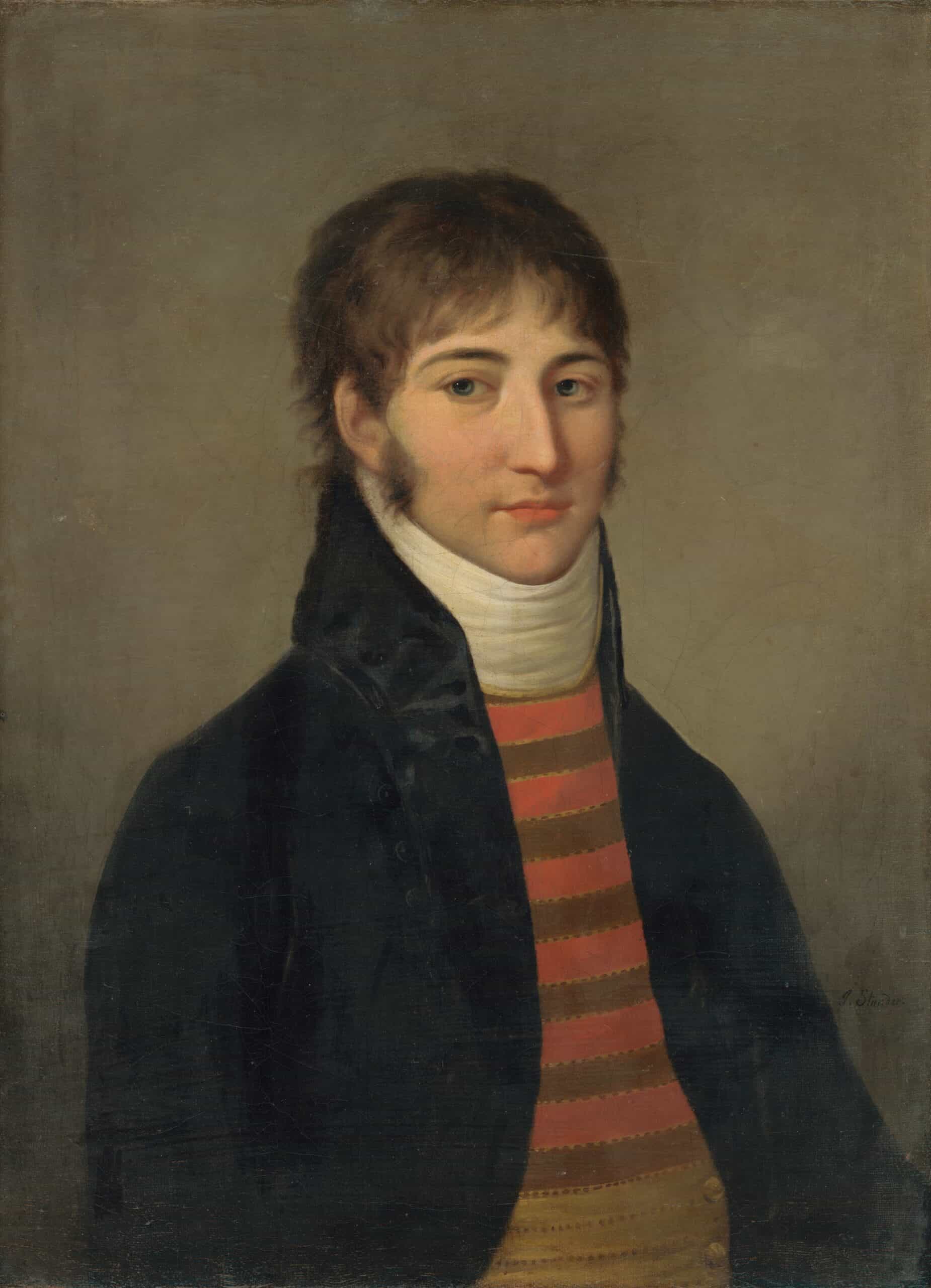 A young man in late 18th-century garb
